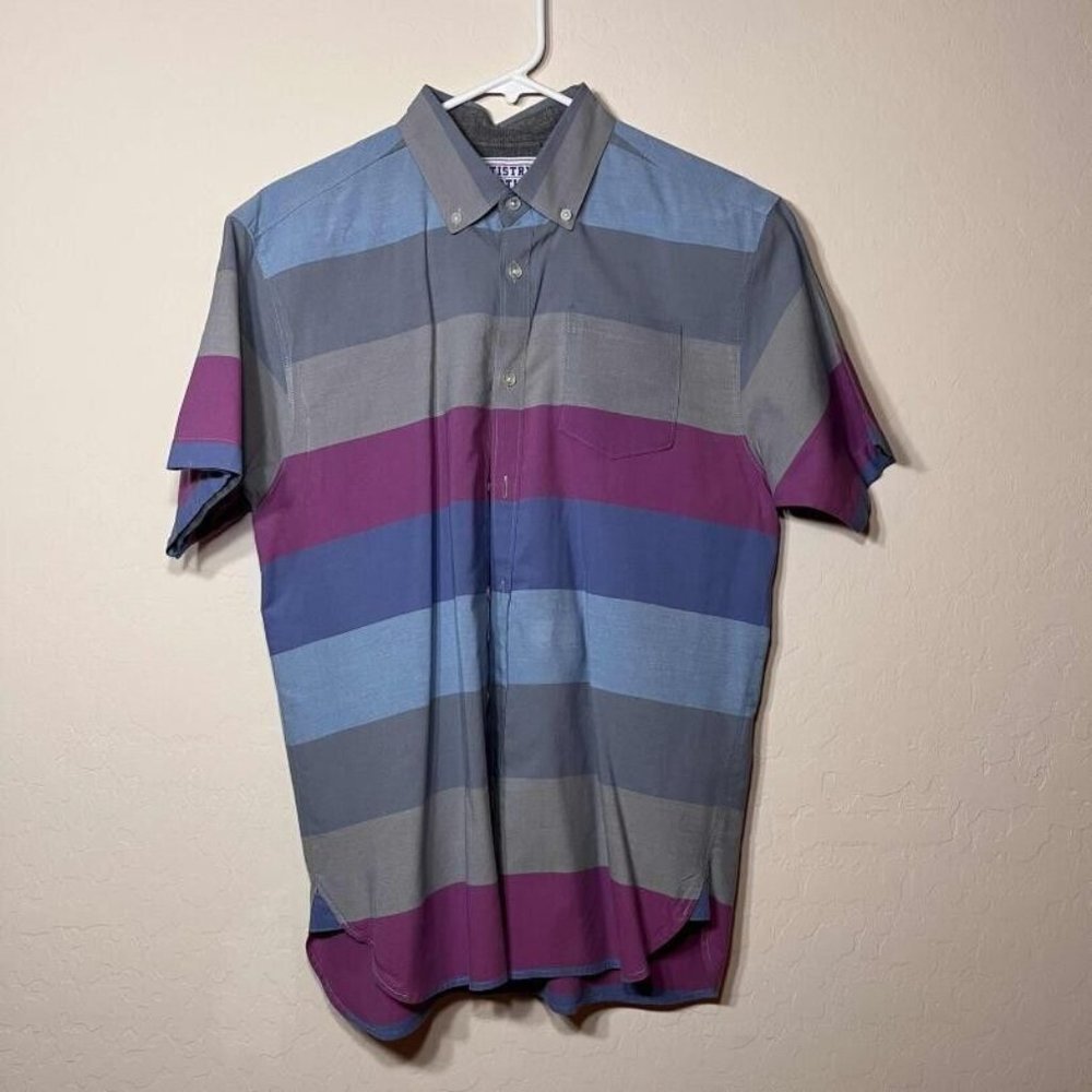 Artistry In Motion Button Up Shirt Stripes Short Sleeve Mens Size Medium